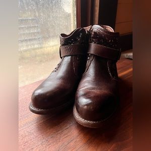 Bed Stu Heather Leather Short Booties Zips Brown Women’s 7.5